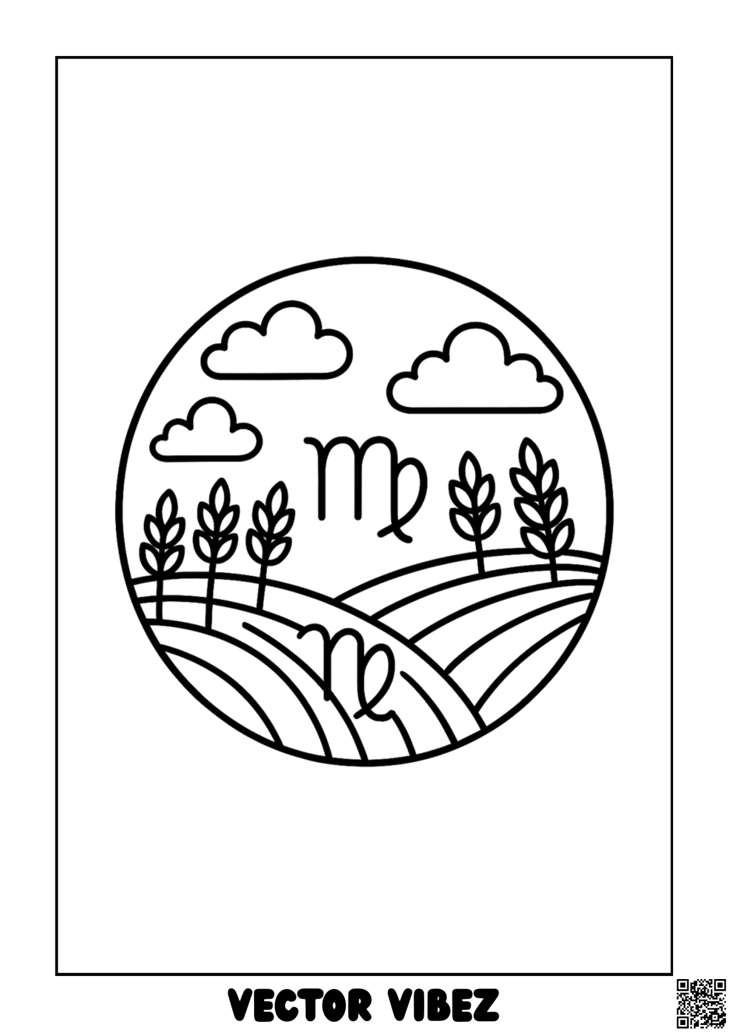Round field landscape with Virgo symbol